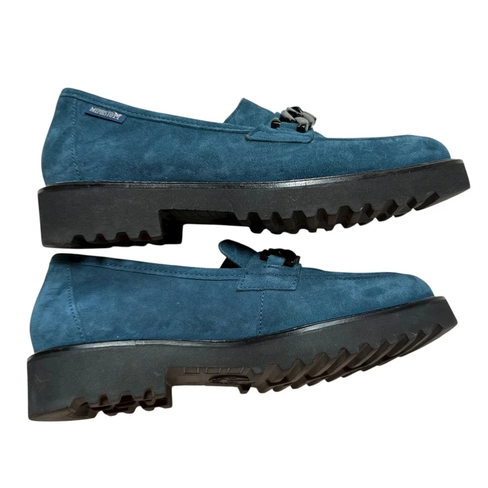 Mephisto NWOT Salko Blue Suede Chain Loafer Women US 5.5
